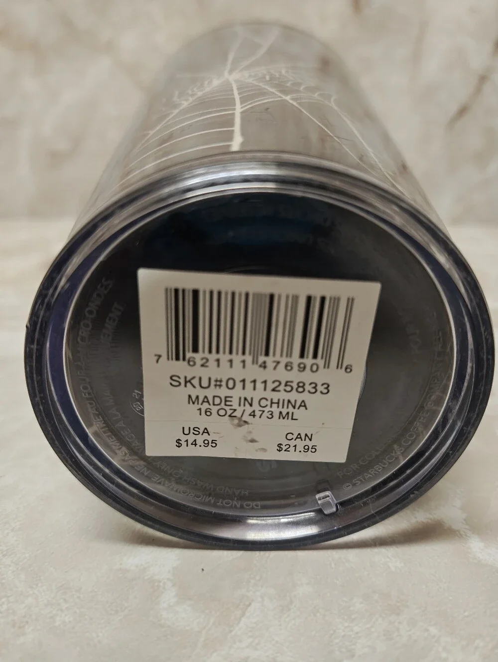 Starbucks Halloween 2021 Spider Web Cup 16 oz Tumbler Glow in Dark No Straw